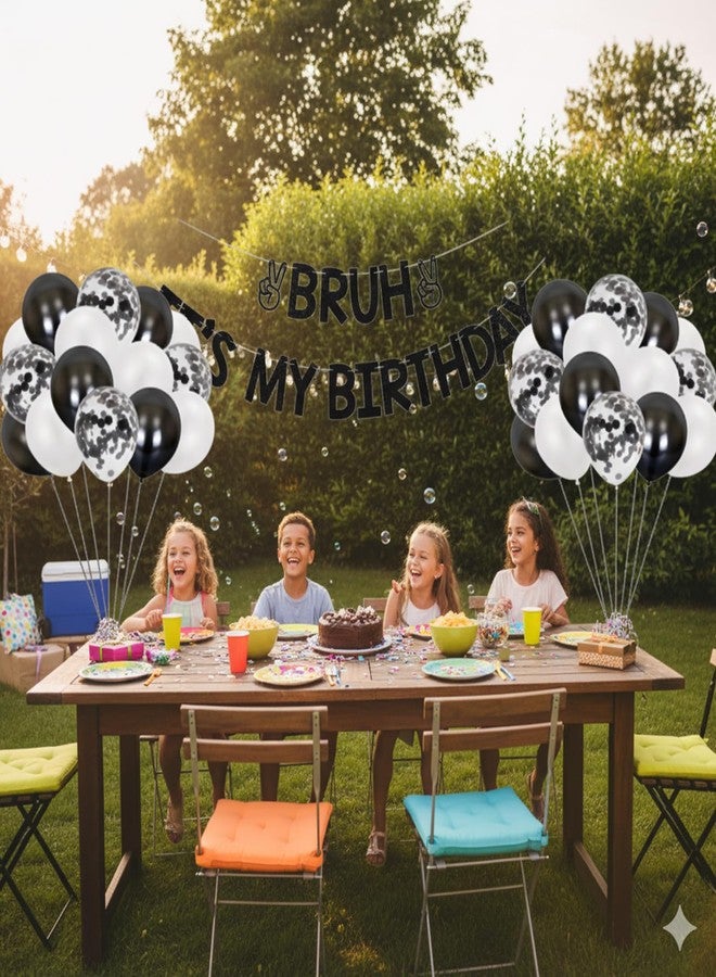 CZFSWT 25Pcs Bruh Its My Birthday Decorations, Happy Birthdays Banner, Boys Birthdays Party Decorations Suitable for Birthday Party Decoration, Photo Booth Background - Image 5